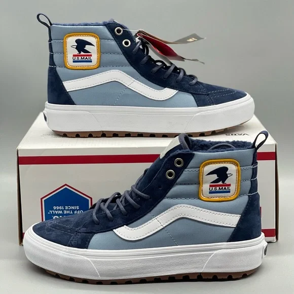 Vans Women's Blue and White High-Top Sneakers - Picture 8 of 12